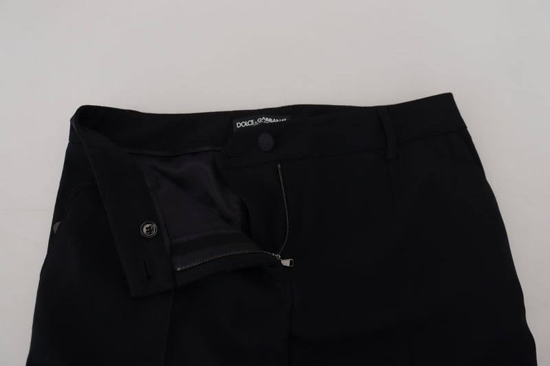 Elegant Black Wool-Silk Blend Trousers Dolce & Gabbana