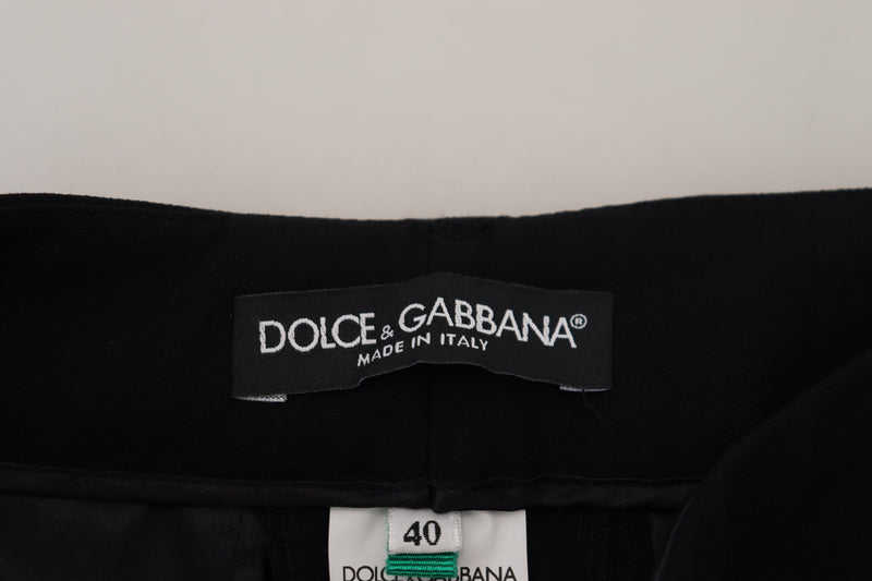 Elegant Black Wool-Silk Blend Trousers Dolce & Gabbana