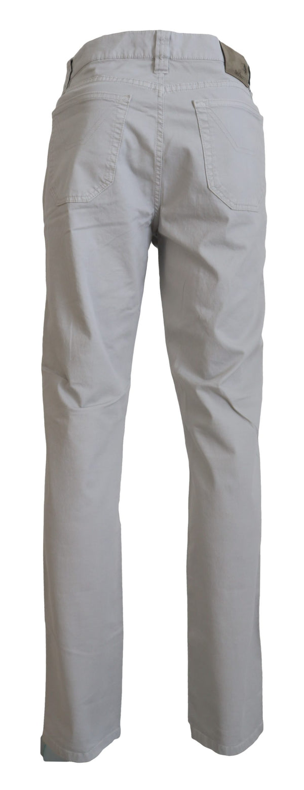 Elegant Gray Cotton Blend Pants Jeckerson