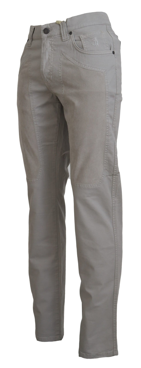 Elegant Gray Cotton Blend Pants Jeckerson