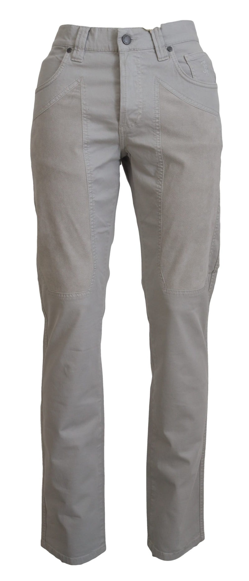 Elegant Gray Cotton Blend Pants Jeckerson