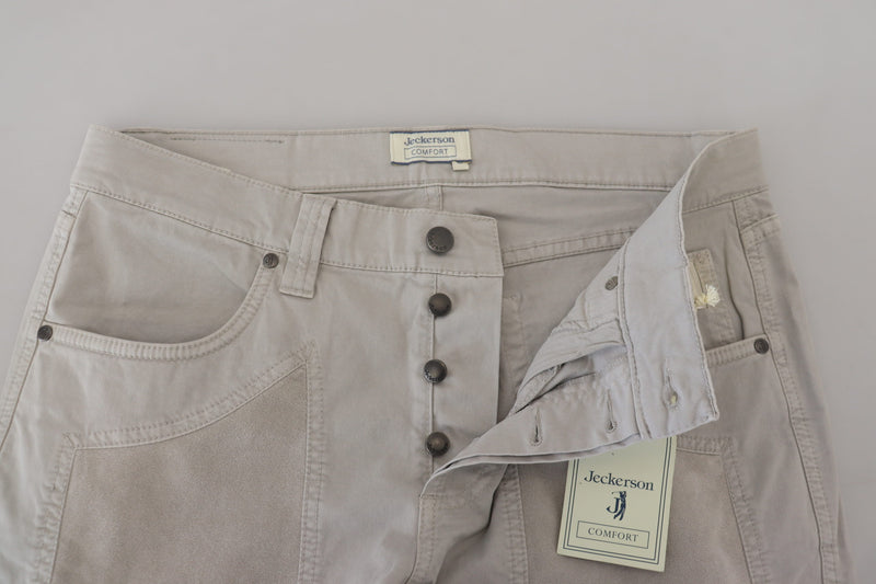 Elegant Gray Cotton Blend Pants Jeckerson