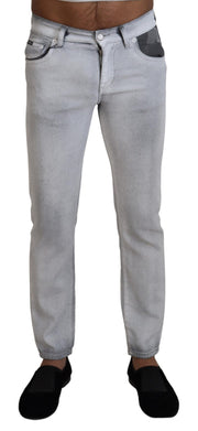 Elegant Gray Washed Cotton Blend Pants Dolce & Gabbana