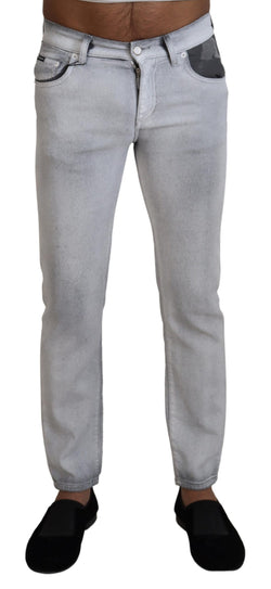 Elegant Gray Washed Cotton Blend Pants Dolce & Gabbana