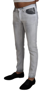 Elegant Gray Washed Cotton Blend Pants Dolce & Gabbana