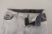 Elegant Gray Washed Cotton Blend Pants Dolce & Gabbana