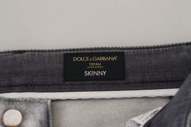 Elegant Gray Washed Cotton Blend Pants Dolce & Gabbana