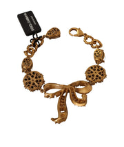 Elegant Crystal Charm Gold Bracelet Dolce & Gabbana