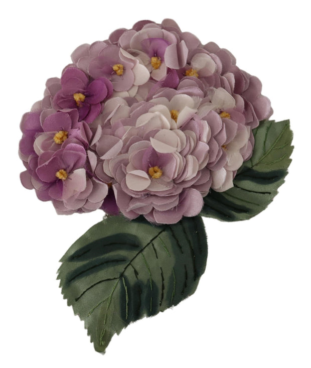 Elegant Purple Floral Silk Blend Brooch Dolce & Gabbana