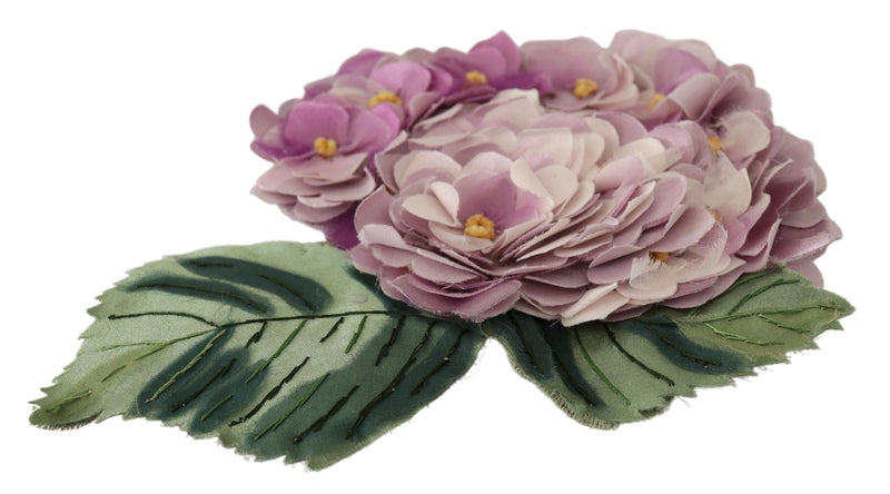 Elegant Purple Floral Silk Blend Brooch Dolce & Gabbana