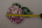 Elegant Purple Floral Silk Blend Brooch Dolce & Gabbana