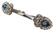 Elegant Sterling Silver Glass Brooch Dolce & Gabbana