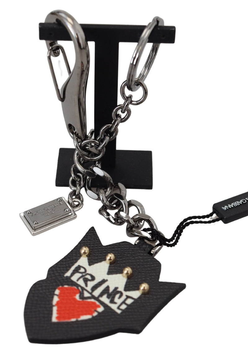 Elegant Silver and Black Designer Keychain Dolce & Gabbana