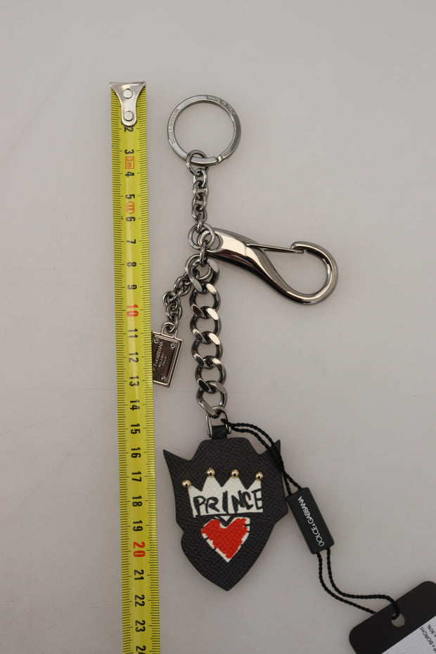 Elegant Silver and Black Designer Keychain Dolce & Gabbana