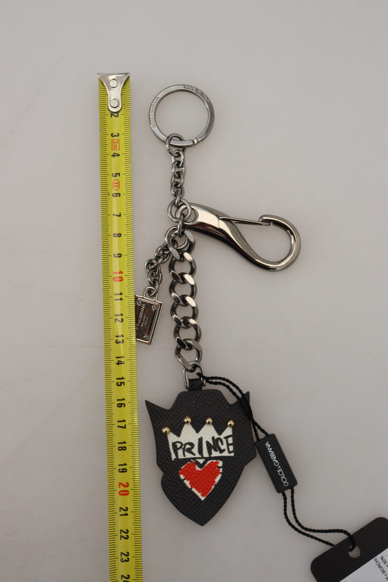 Elegant Silver and Black Designer Keychain Dolce & Gabbana