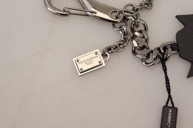 Elegant Silver and Black Designer Keychain Dolce & Gabbana