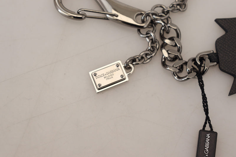 Elegant Silver and Black Designer Keychain Dolce & Gabbana