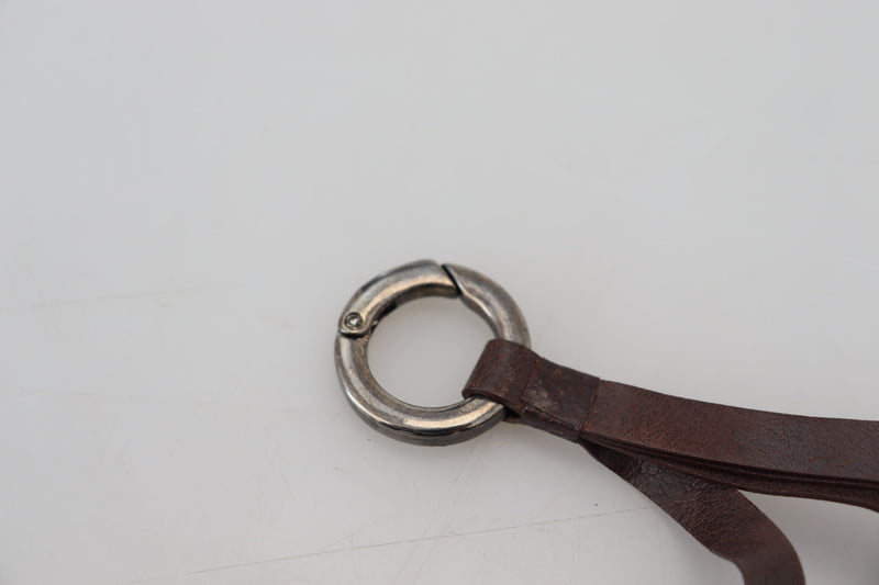 Elegant Brass & Leather Keychain Charm Costume National