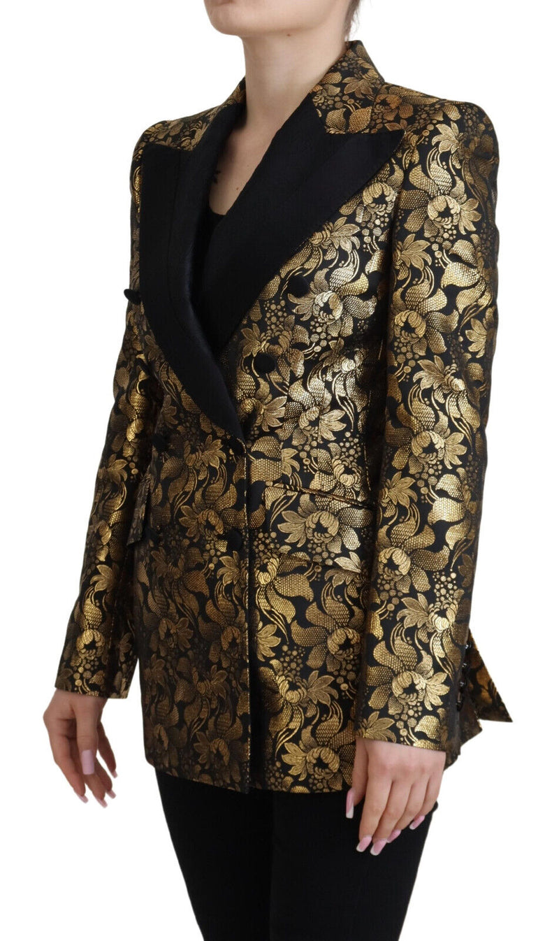 Elegant Black and Gold Floral Jacket Dolce & Gabbana