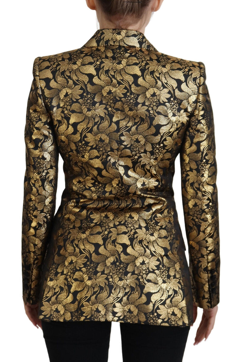 Elegant Black and Gold Floral Jacket Dolce & Gabbana