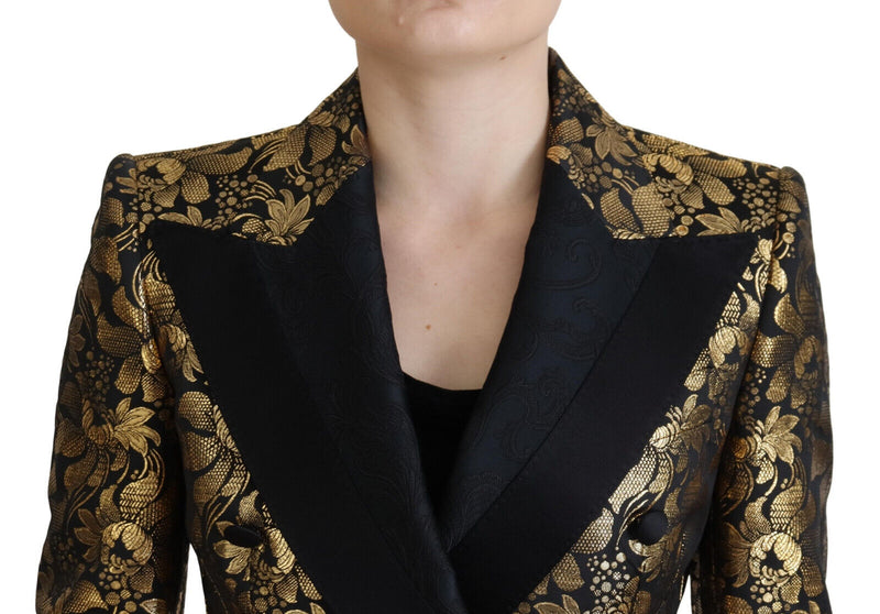 Elegant Black and Gold Floral Jacket Dolce & Gabbana