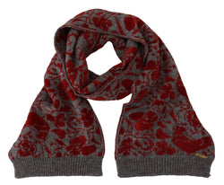 Chic Red and Grey Cotton Wrap Scarf GF Ferre