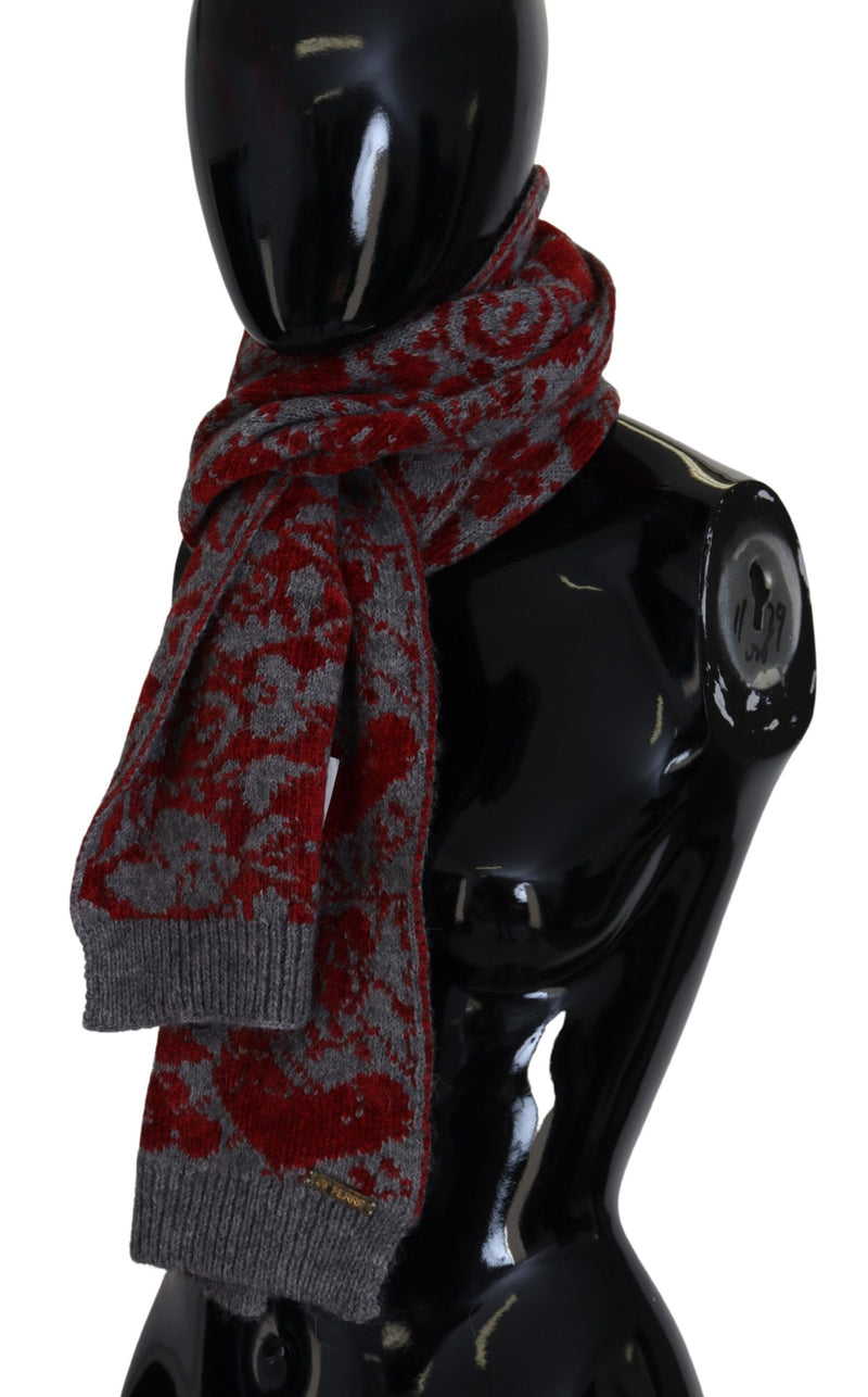 Chic Red and Grey Cotton Wrap Scarf GF Ferre