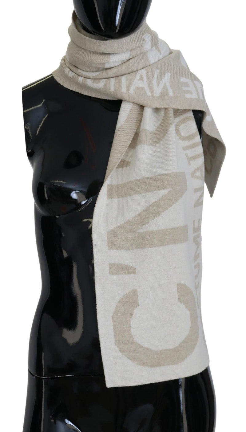 Elegant Beige Wool-Blend Scarf Wrap Costume National