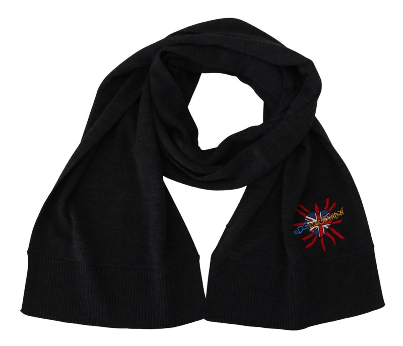 Elegant Black Wool Scarf Wrap Dolce & Gabbana