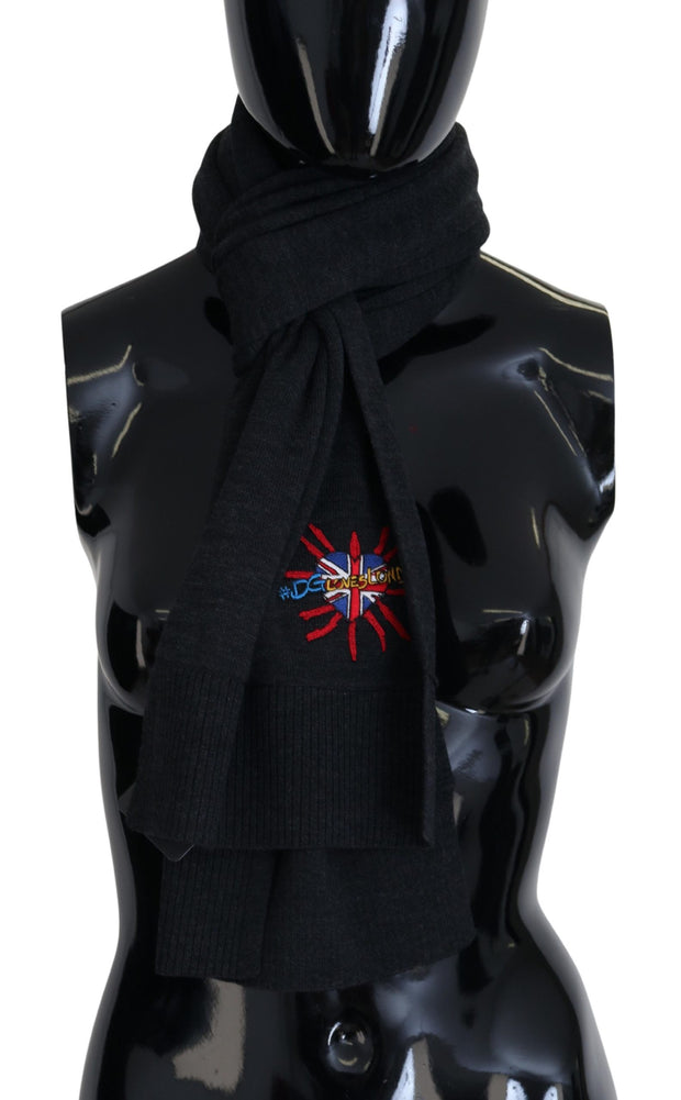 Elegant Black Wool Scarf Wrap Dolce & Gabbana