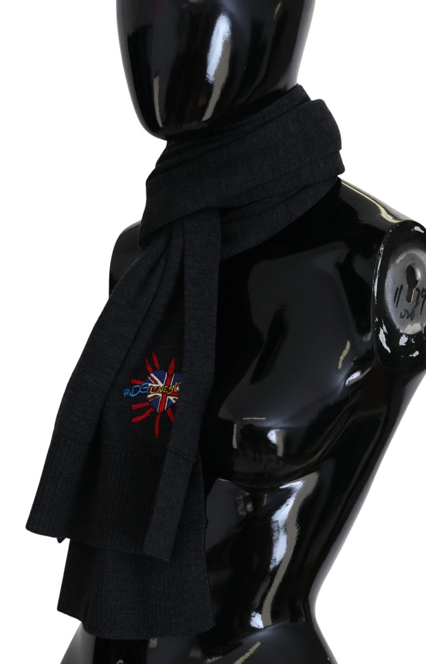 Elegant Black Wool Scarf Wrap Dolce & Gabbana