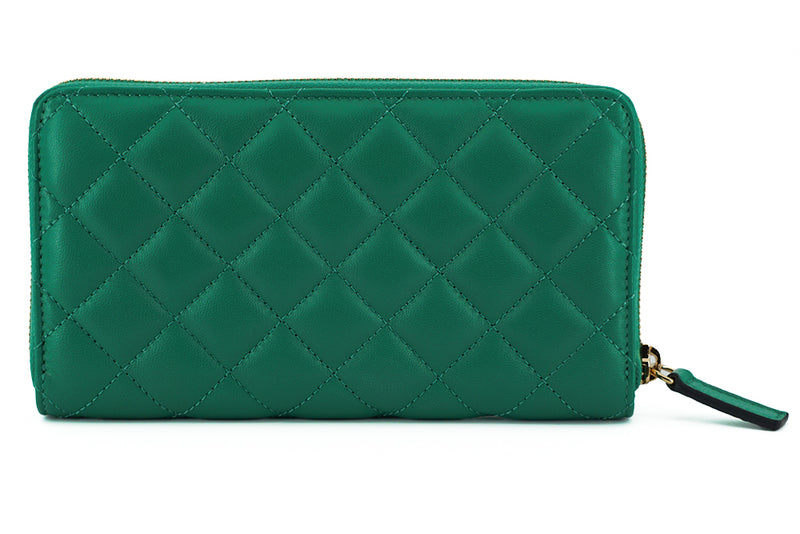 Elegant Quilted Leather Zip Wallet Versace