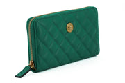 Elegant Quilted Leather Zip Wallet Versace