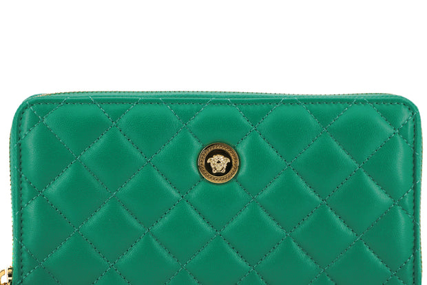 Elegant Quilted Leather Zip Wallet Versace