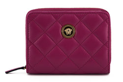 Elegant Purple Quilted Leather Wallet Versace