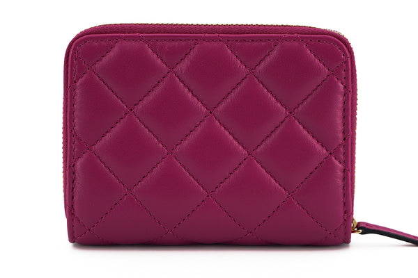 Elegant Purple Quilted Leather Wallet Versace