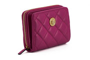 Elegant Purple Quilted Leather Wallet Versace