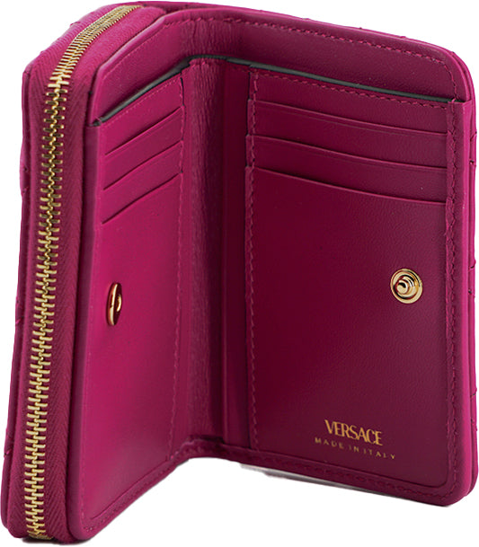 Elegant Purple Quilted Leather Wallet Versace