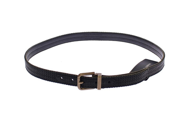 Elegant Blue Leather-Cotton Blend Men's Belt Dolce & Gabbana