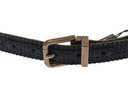 Elegant Blue Leather-Cotton Blend Men's Belt Dolce & Gabbana