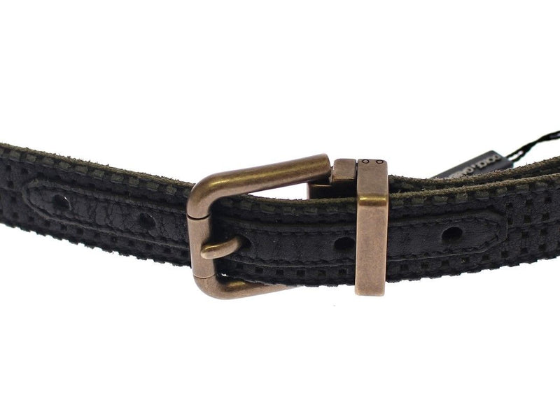 Elegant Blue Leather-Cotton Blend Men's Belt Dolce & Gabbana