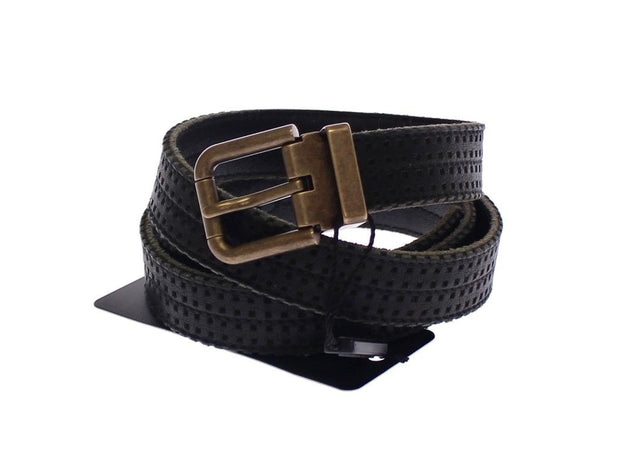 Elegant Blue Leather-Cotton Blend Men's Belt Dolce & Gabbana