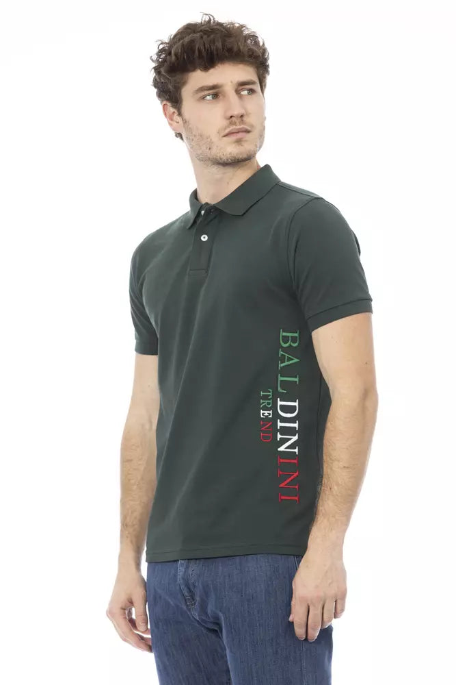 Green Cotton Men Polo Baldinini Trend