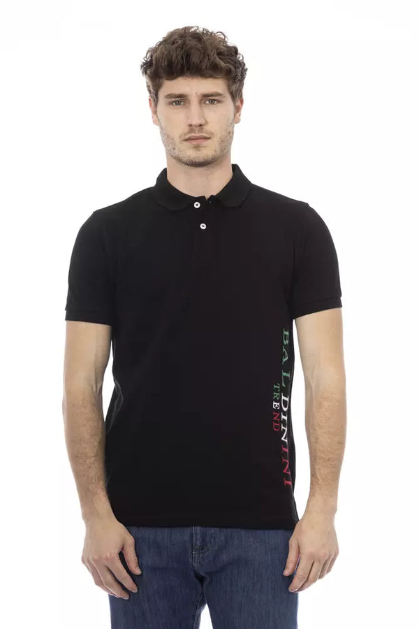 Black Cotton Men Polo Shirt Baldinini Trend