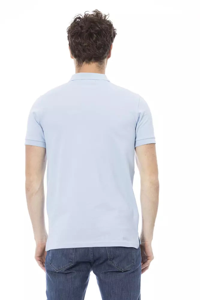 Light Blue Cotton Men Polo Baldinini Trend