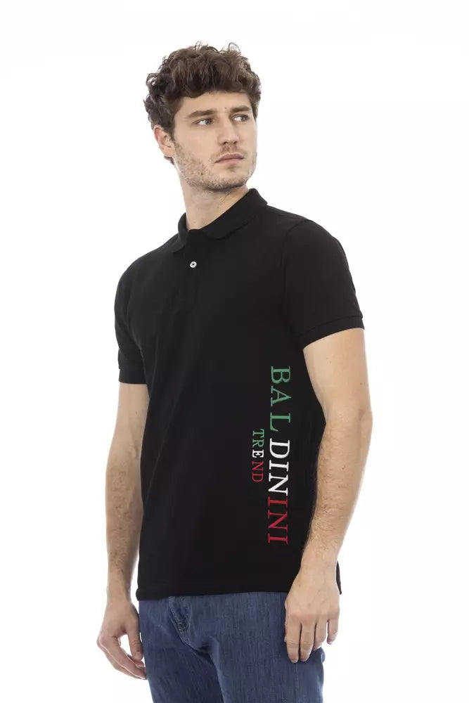 Black Cotton Men Polo Shirt Baldinini Trend