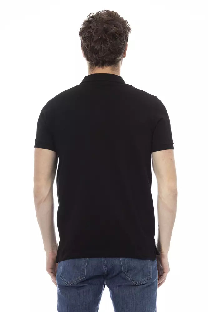 Black Cotton Men Polo Shirt Baldinini Trend