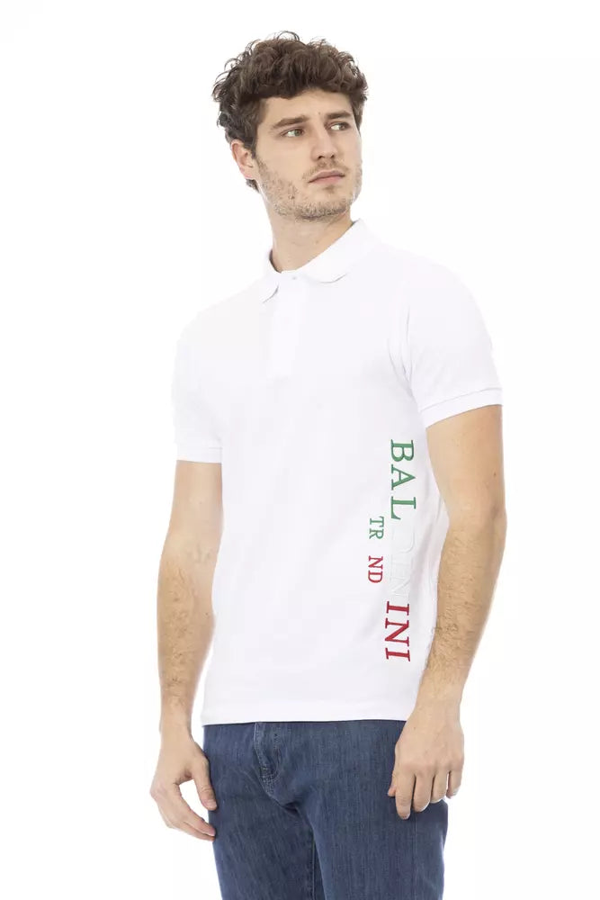 White Cotton Men Polo Baldinini Trend