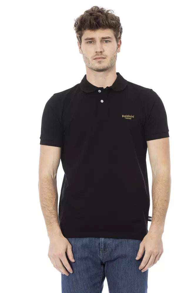 Black Cotton Men Polo Baldinini Trend