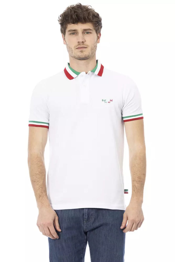 White Cotton Men Polo Baldinini Trend